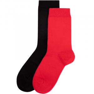 CALVIN KLEIN Носки Mid Calf Женские 2 пары, 968-Космический черный/Томатно-красный