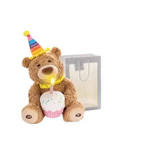 Поющая и танцующая плюшевая кукла медвежонок на день рождения высота 35см XIAOCAIXIONG