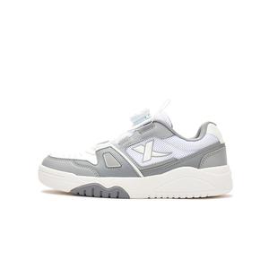 Низкие противоскользящие износостойкие детские кроссовки для скейтбординга XTEP, белый/серый