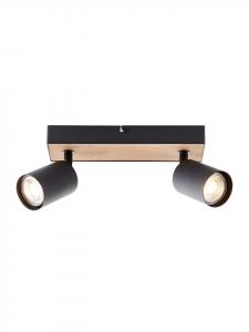 Brilliant Светодиодный прожектор Jello Wood - 2 лампы, черный/деревянный, с регулировкой яркости, теплый белый свет