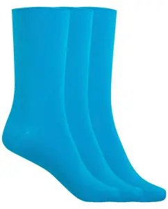 Набор из 3 пар женских однотонных хлопковых носков с манжетой Punto Blanco, синий