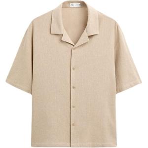 Рубашка мужская бежевая Zara, бежевый