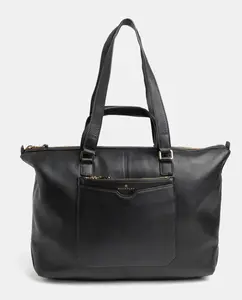 Черная кожаная сумка через плечо Scharlau, чёрный