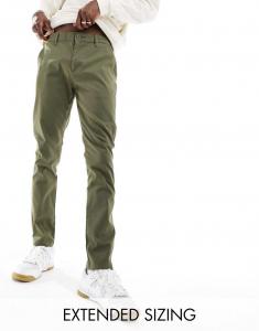 Узкие брюки чинос цвета хаки ASOS DESIGN