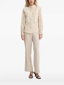 Блузка с кружевной отделкой и оборками Bruuns Bazaar, нейтральный