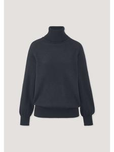 Hessnatur Вязаный свитер с высоким воротником темно-синего цвета