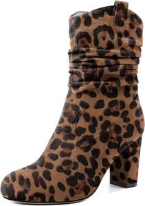 Женские ботильоны Zamikoo с круглым носком, на массивном каблуке, короткие, с удобной посадкой, модные комфортные ботинки на каблуке 3,5 дюйма, Leopard