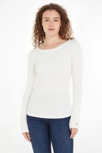 Приталенная футболка с длинными рукавами Tommy Hilfiger, бежевый