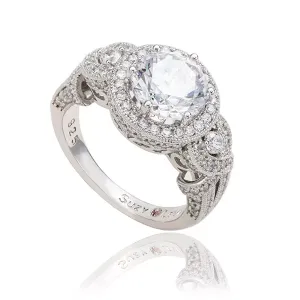 Кольцо Suzy Levian из стерлингового серебра с круглыми кубическими цирконами, французская филигрань Suzy Levian New York, white