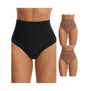 3 пачки женских стрингов-утягивающего белья для контроля живота с высокой талией Inspire Chic, Coffee Black
