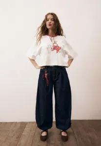 Балетки с мыском и ремешком на щиколотке Stradivarius, Brown