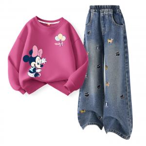 Детская повседневная спортивная одежда Disney, Dile Play Berry Red+Solid Color Denim Blue