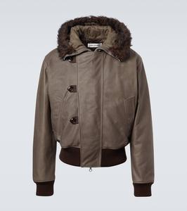 Кожаная куртка с отделкой из шерета Our Legacy, Olive Waxy Cattle Hide