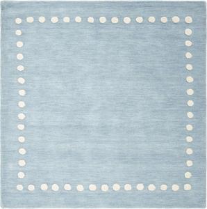 Ковер SAFAVIEH, 153 x 153 см, Kids Collection, Blue & Ivory, с ручной работой границей в горошек из шерсти, идеален для помещений с высокой проходимостью в гостиной, спальне (SFK802M)