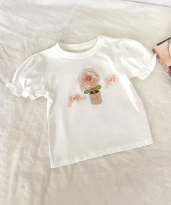 Футболка с вышивкой в виде цветов Aimoha Kids, цвет White