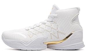 Баскетбольные кроссовки KT3 мужские высокие белые/золотые Anta