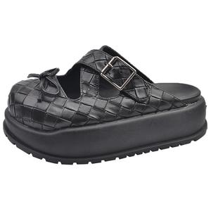 Xingdiman Устойчивые к истиранию сандалии с закрытым носком, женские, плетеные, черные