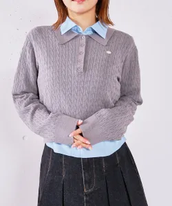 Комплект из вязаной рубашки-поло и рубашки с косами Archives, цвет Charcoal Gray