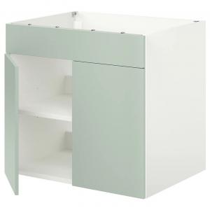 Напольный шкаф для варочной панели с дверцей ENHET IKEA, 80x62x75 см, цвет white/pale grey-green