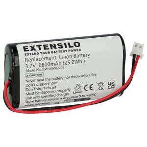 EXTENSILO 1 аккумулятор, совместимый с настольной лампой Malux, прикроватной лампой (6800 мАч, 3,7 В, литий-ионный)