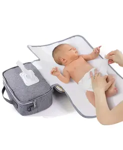 Портативная сумка для подгузников со сменным вкладышем, водонепроницаемая дорожная сумка для малышей Sunveno, серый