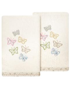 Набор из двух полотенец для рук из турецкого хлопка с вышивкой «Марипоса» Linum Home, бежевый