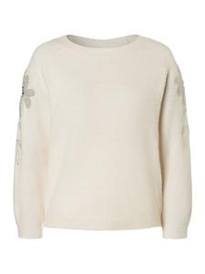 Элегантный вязаный свитер с аппликацией из пайеток в пудрово-кремовом цвете More & More