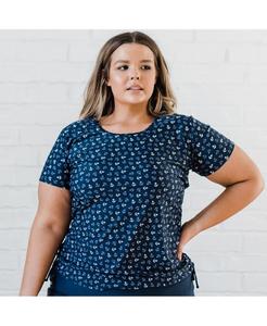 Купальный топ и плавки/бюстгальтер Adele больших размеров с короткими рукавами Calypsa, Navy anchors