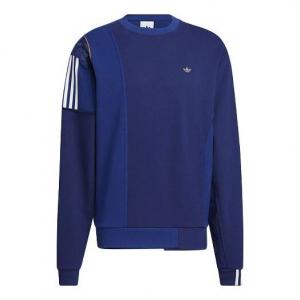 Толстовка adidas originals Contrast Color Stitching Logo Stripe Round Neck Long Sleeves Blue, мультиколор