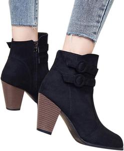 Женские ботильоны ZBYY Chelsea с закрытым носком, с объемным каблуком и средней высотой каблука, короткие нарядные ботинки, черный