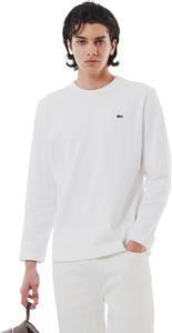 Мужская классическая футболка с длинным рукавом и объемным пике от LACOSTE (Официальная версия), белый