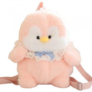 Детский рюкзак с плюшевой куклой пингвина, длина 35 см Fox fairy, розовый