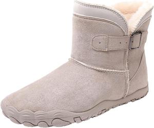 Женские зимние ботинки Baxtayel с теплой подкладкой из искусственного меха, высокие ботинки из замши, противоскользящие, средней высоты, для прогулок и походов, серый