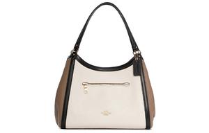 COACH Кожаная сумка ведро через плечо трансформер большая женская хаки и белая