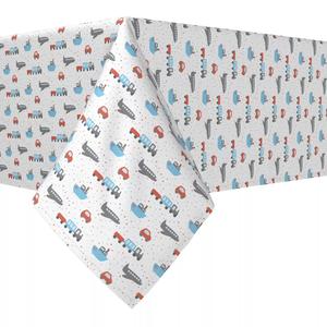 Прямоугольная скатерть, 100 % хлопок, 52x84 дюйма, разноцветные поезда, самолеты, автомобили и лодки.