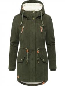 Ragwear Короткое пальто Ellsie Cordy YOUMODO темно-оливкового цвета