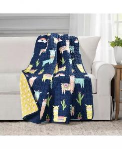 Плед Southwest Llama Cactus для детей, 60 x 50 дюймов Lush Décor, синий