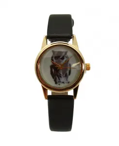 Женские часы с черным рисунком совы и ремешком из искусственной кожи Olivia Pratt, black