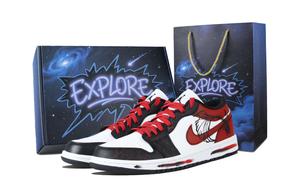 Jordan Баскетбольные кроссовки Air 1 Flame Feather Low Top Vintage унисекс, красные, черные