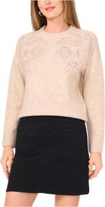 Свитер Vince Camuto Women's Embellish Long Sleeve Crew Neck, Oatmeal