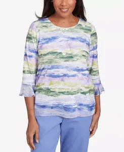 Топ Petite Santa Fe Watercolor Biadere Striped Top Alfred Dunner, мультиколор