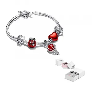 Pandora Браслеты из стерлингового серебра 925 пробы для женщин красный/серебристый