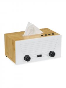 Relaxdays Коробка для салфеток "Радио" белого/натурального цвета - (Ш)24,5 x (В)12 x (Г)16 см