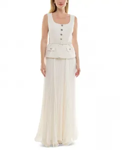 Женское платье без рукавов с квадратным вырезом из микс-техники Taylor, коричневый/бежевый