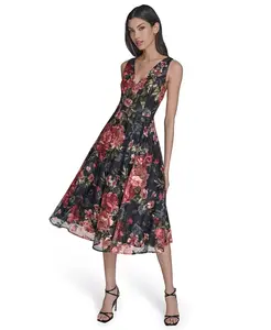 Платье миди Petite без рукавов с расклешенным лифом Eliza J