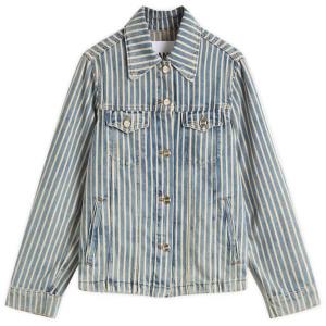 Джинсовая куртка в светлую полоску Ganni, цвет soft chambray