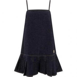 Мини-платье с джинсовыми бретелями GANNI, темно-синий