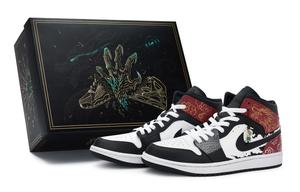 Jordan Винтажные баскетбольные кроссовки Air 1 мужские мид-топ бело-черные с красным, цвет Red White Black