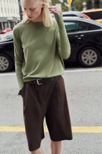 Тонкий вязаный джемпер Zara, зеленый