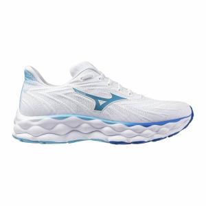 Женские кроссовки Wave Sky 8 белого/ртутно-синего цвета Mizuno, White/Mercury Blue